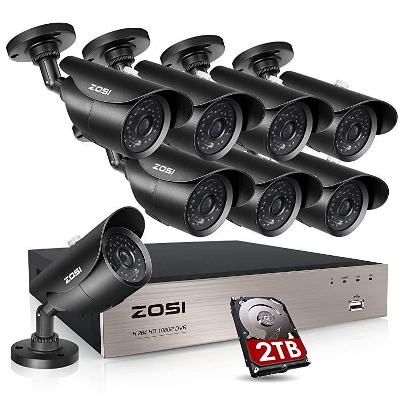 1080P 8CH HD Security Camera System 8Channel 1080P NVR 2TB Hard Drive and (8) HD 2.0MP 1080P Indoor/Outdoor Bullet IP Cameras 65ft Night Vision, Customizable Motion Detection