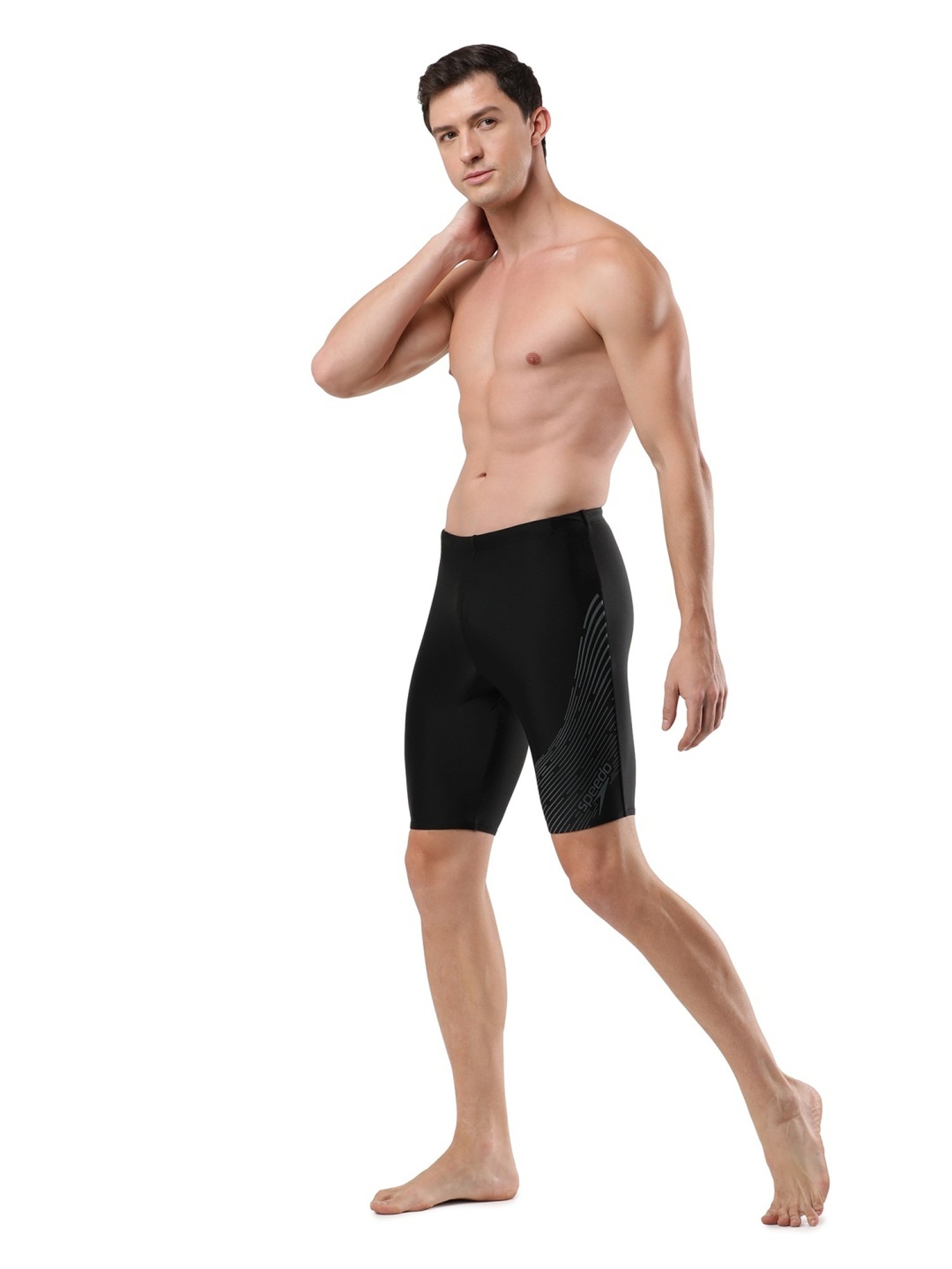 Speedo Black Regular Fit Printed Sports Shorts