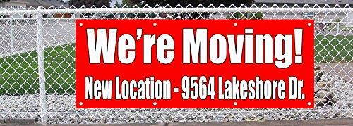 We'Re Moving! Custom Location Red 3 Ft X 6 Ft /W 6 Grommets