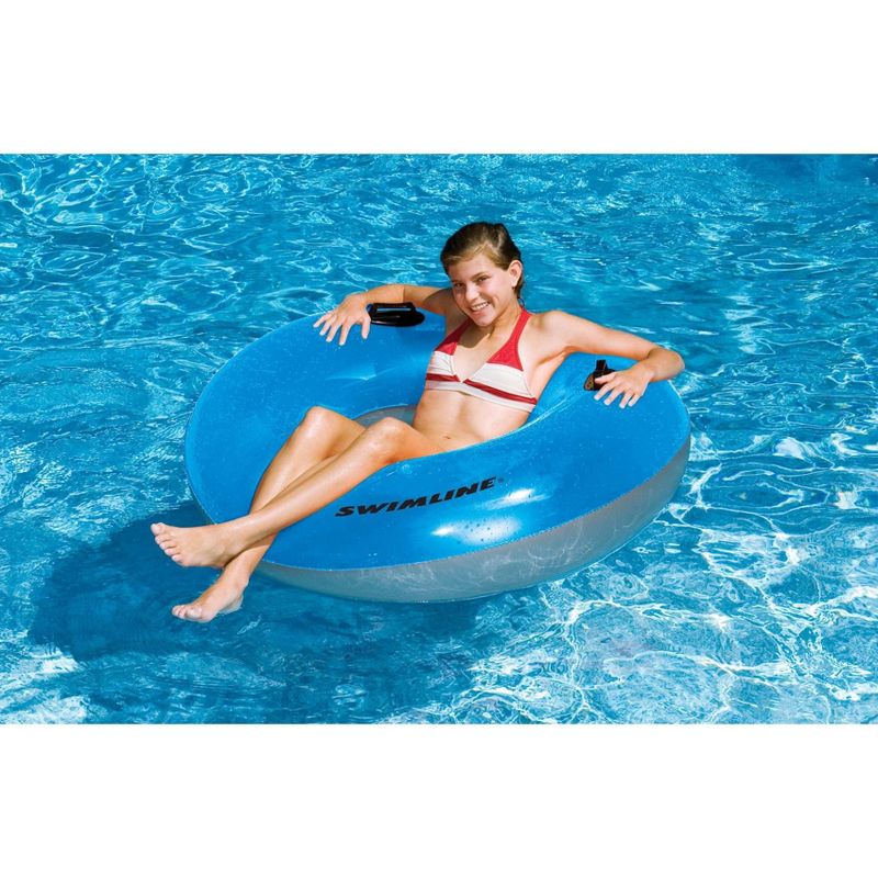 Swim Central 42" Blue Water Sports Inflatable Swimming Pool Inner Tube Ring Float