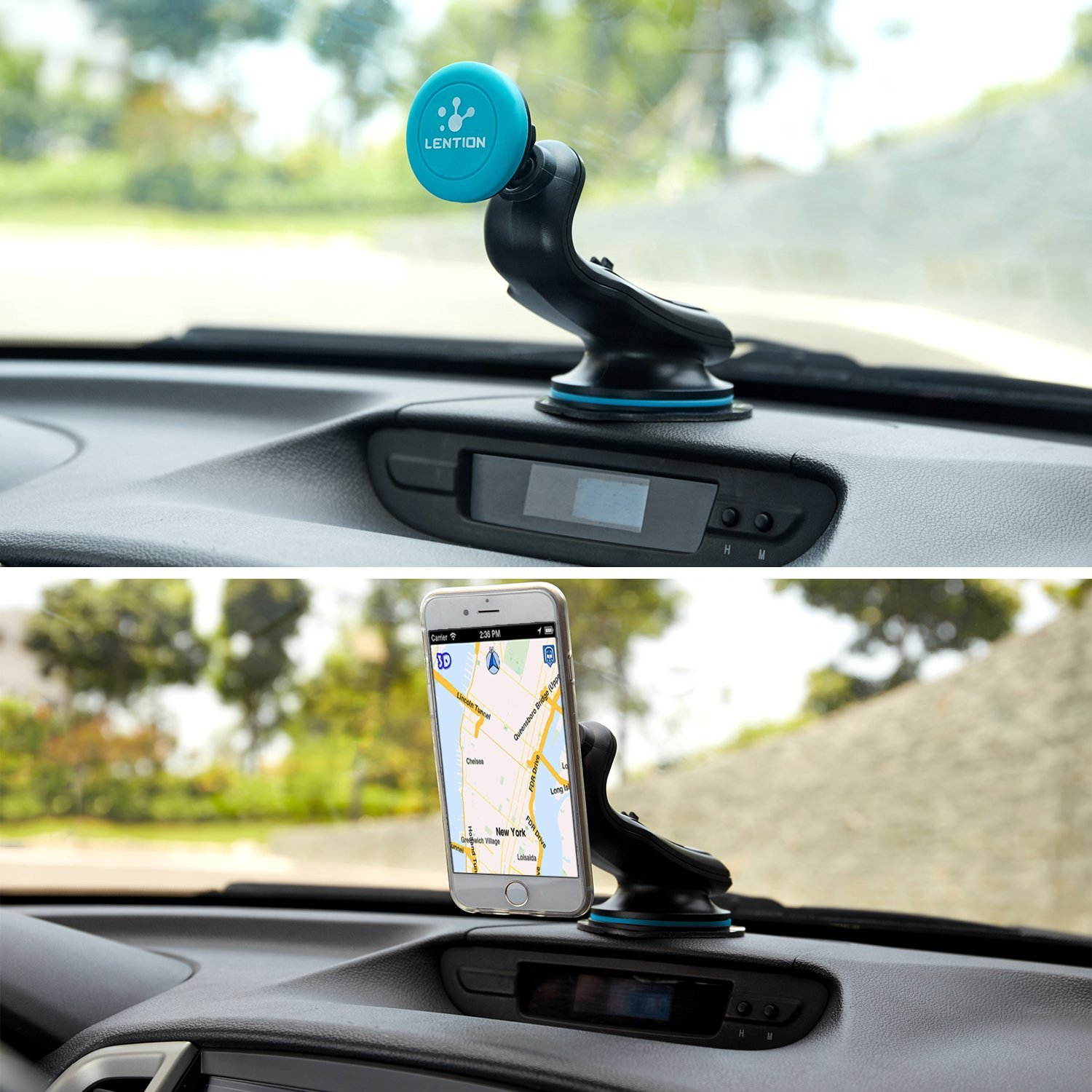 LENTION Magnetic Phone Holder,360&deg; Rotation Adsorption Car Mounts Holders for iPhone, iPod, Smart Phone, PSP, GPS - Black