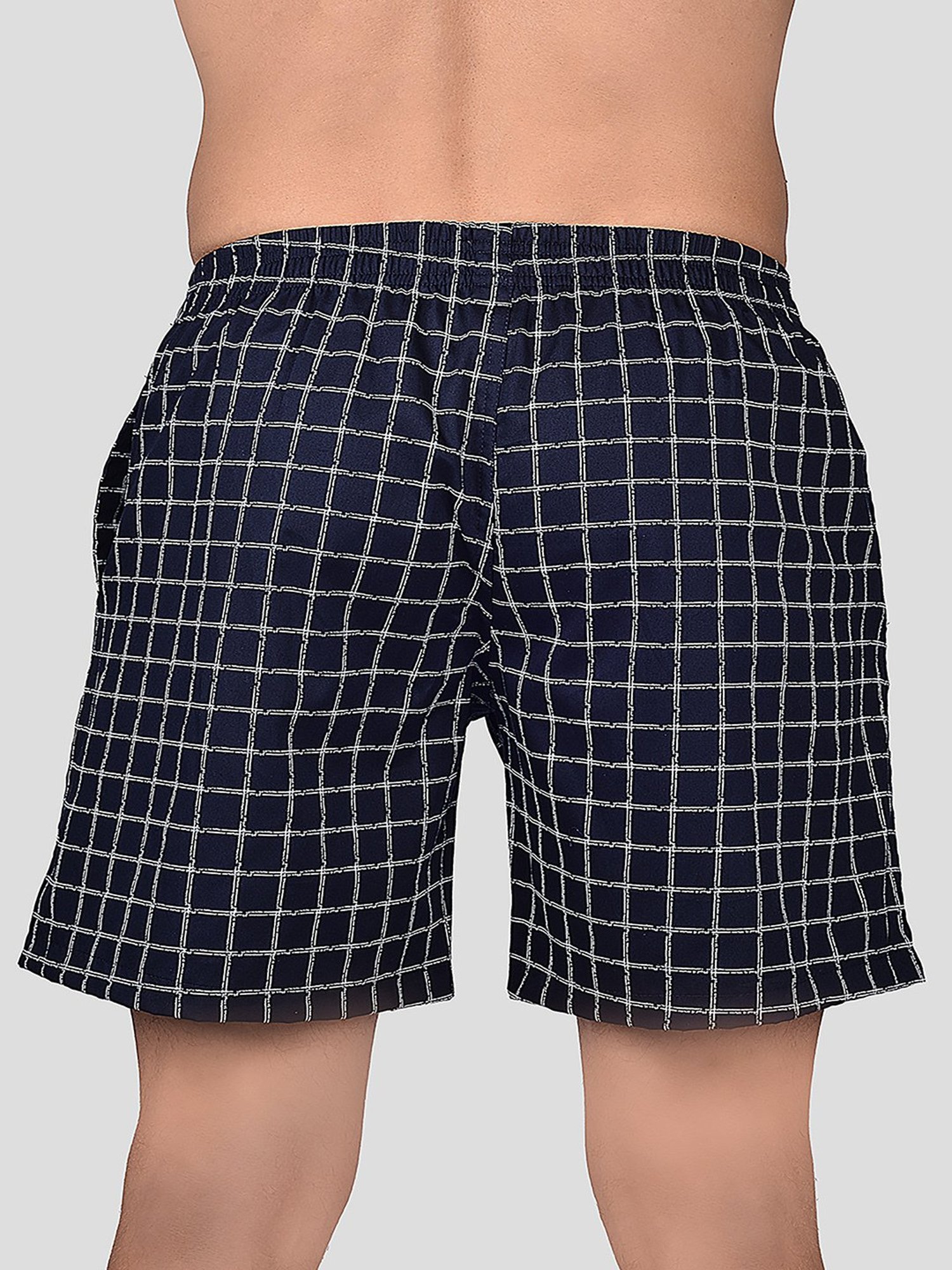 Frenchie Navy Relaxed Fit Check Boxers