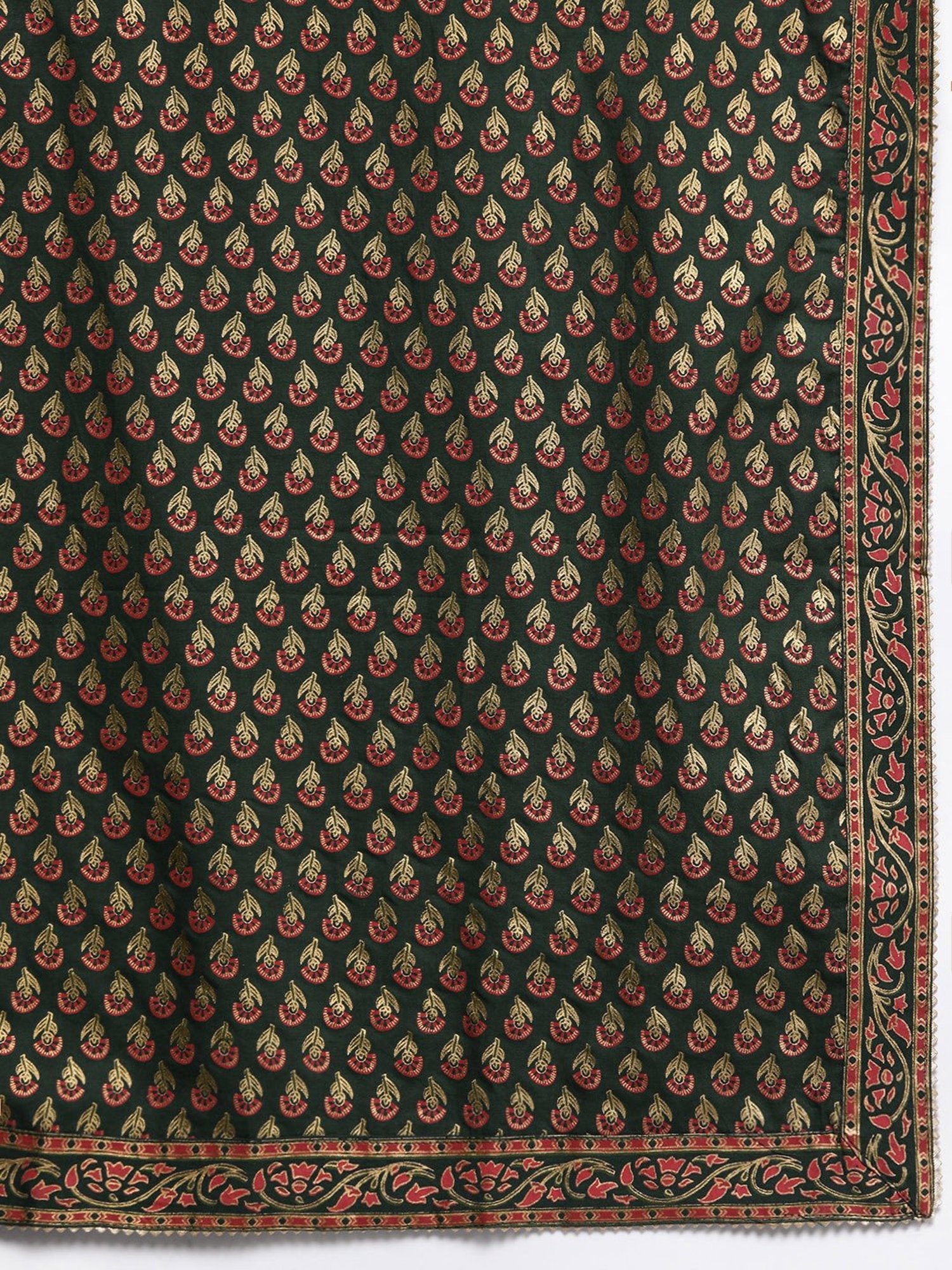 Indo Era Green Printed Kurta Pant Set With Dupatta