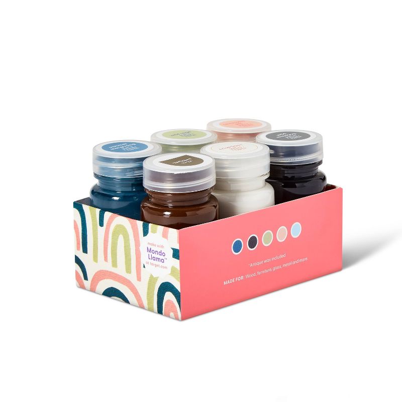 5ct Chalky Finish Acrylic Paints and 1ct Antique Wax - Mondo Llama™