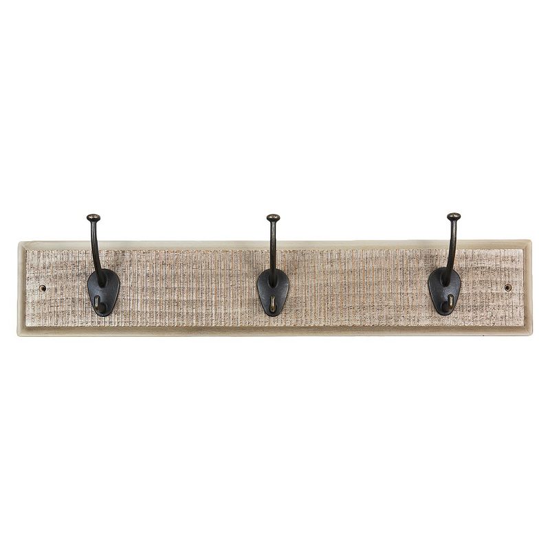 Sumner Street Home Hardware 3 Hook Rustic Wall Coat Rack White/Brass