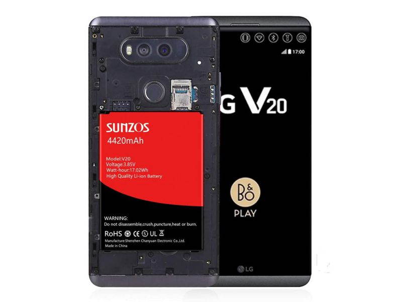 SUNZOS LG V20 Battery, [Upgraded] 4420mAh Li-ion Replacement Battery for LG V20 BL-44E1F [US996,T-Mobile H918,Verizon VS995,Sprint LS997,AT&T H910