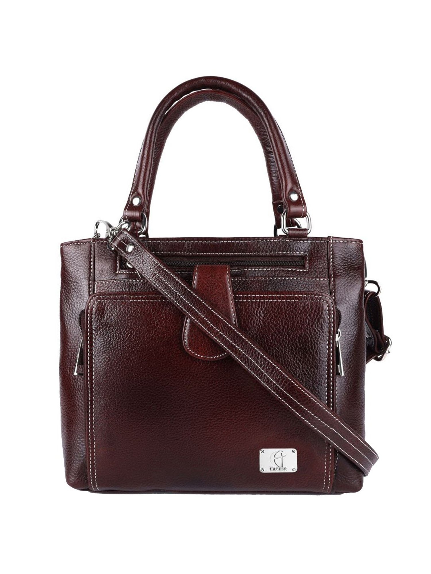 HiLEDER Brown Solid Medium Handbag