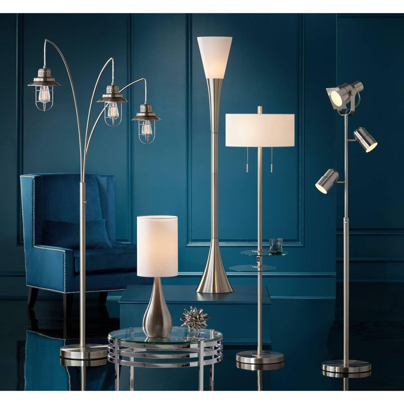 Possini Euro Design Modern Floor Lamp 3-Light Tree Brushed Nickel Adjustable Heads for Living Room Reading Bedroom Office