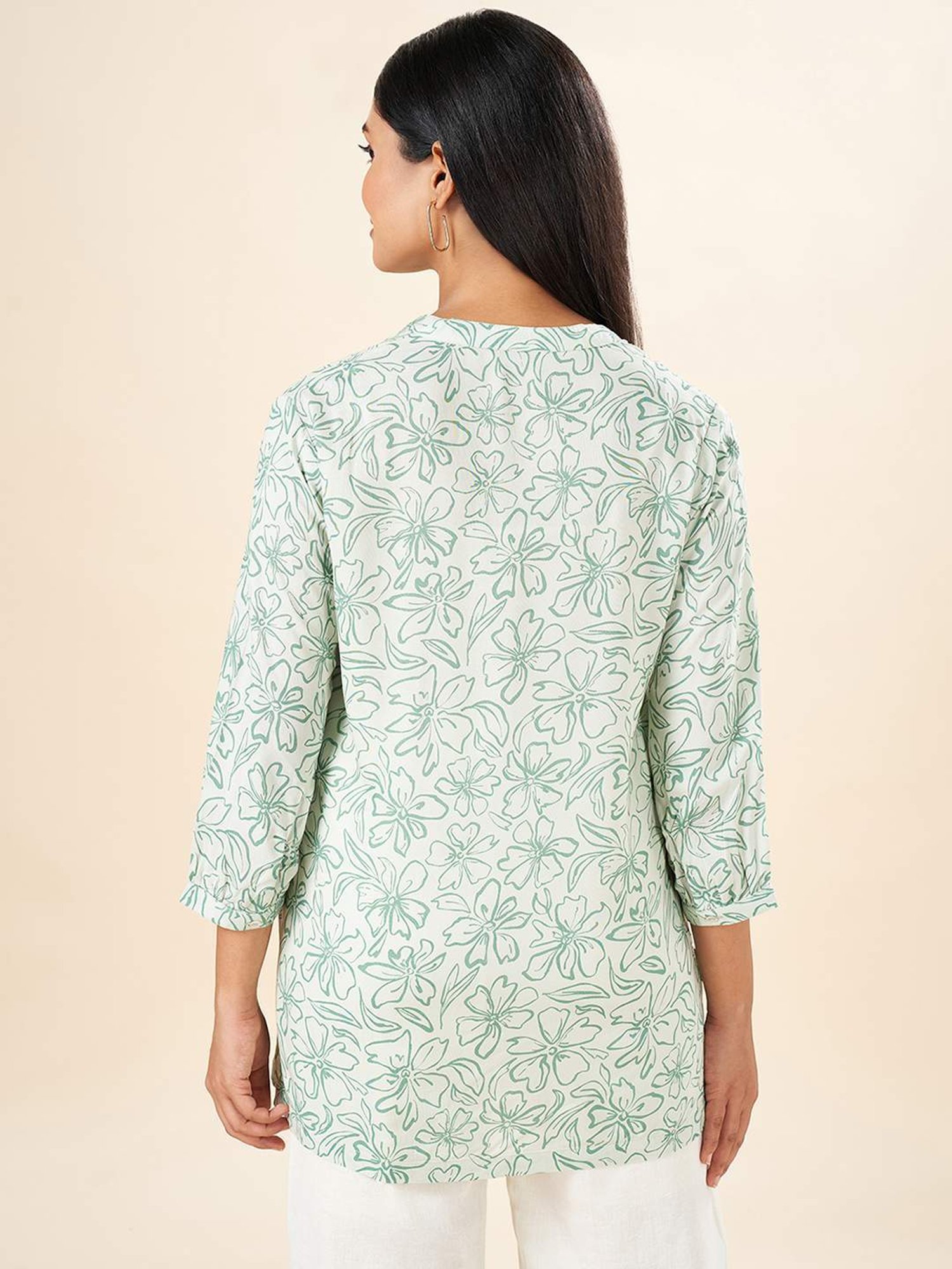 Akkriti by Pantaloons White Floral Print Tunic