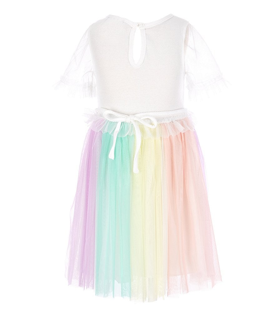 Pippa & Julie Little Girls 2T-6X Floral/Clip-Dot Tiered Fit-And-Flare Dress