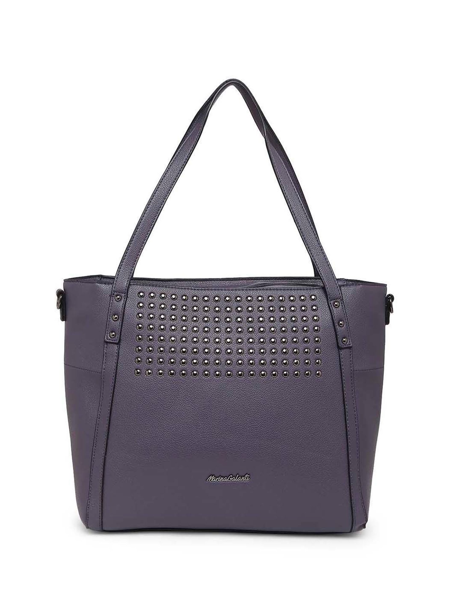 Marina Galanti Purple Rivets Medium Tote Handbag