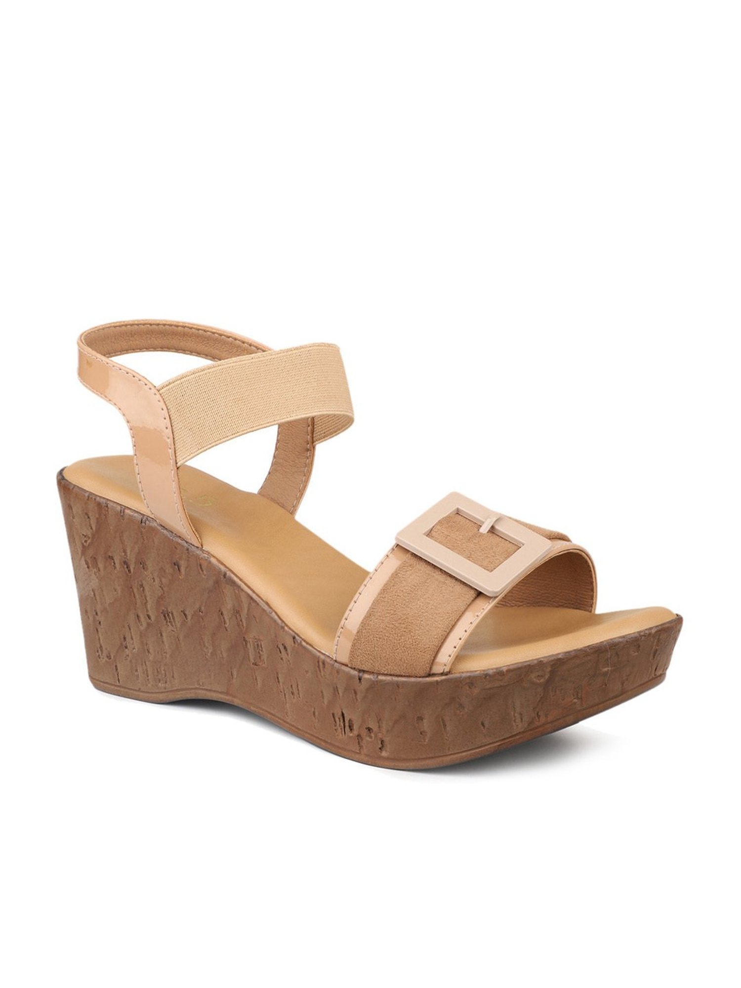 Inc.5 Women's Beige Ankle Strap Wedges