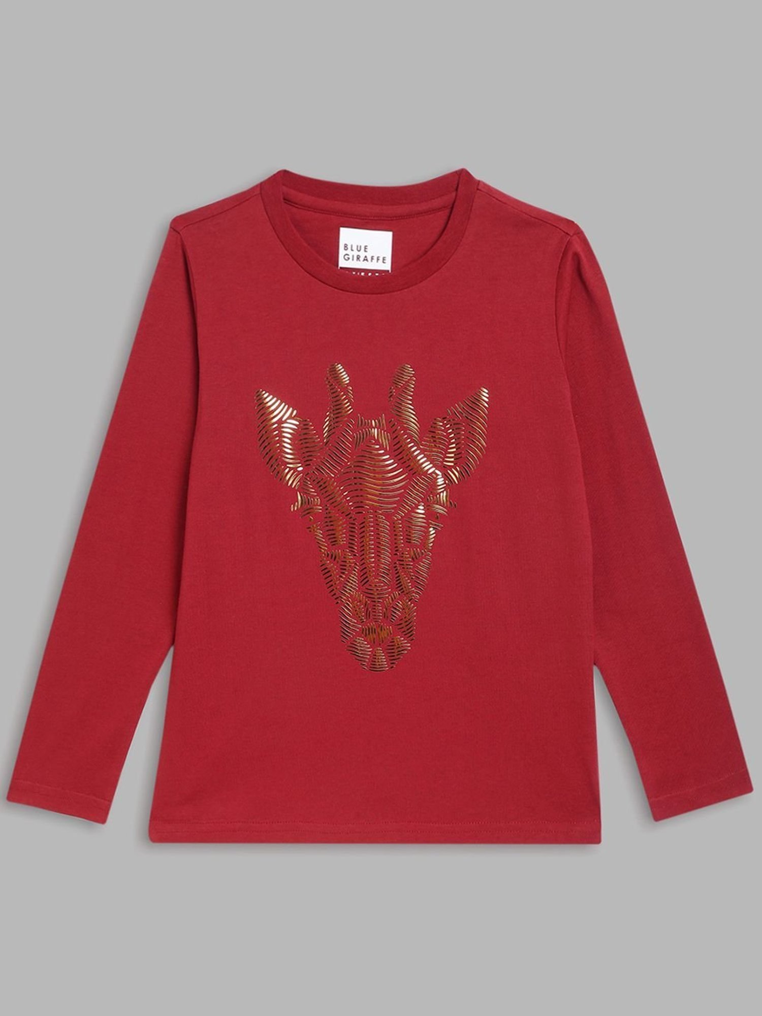 Blue Giraffe Kids Maroon Cotton Printed Full Sleeves Sweatshirt