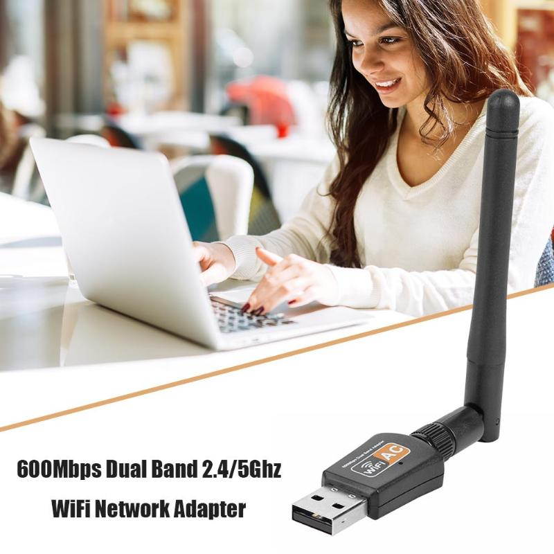 1 pcs Dual Band USB Wifi Ethernet Adapter 600Mbps 2.4/5Ghz MT7601 Wireless Network Card Dongle Receiver IEEE 802.11b/g/n Free Driver