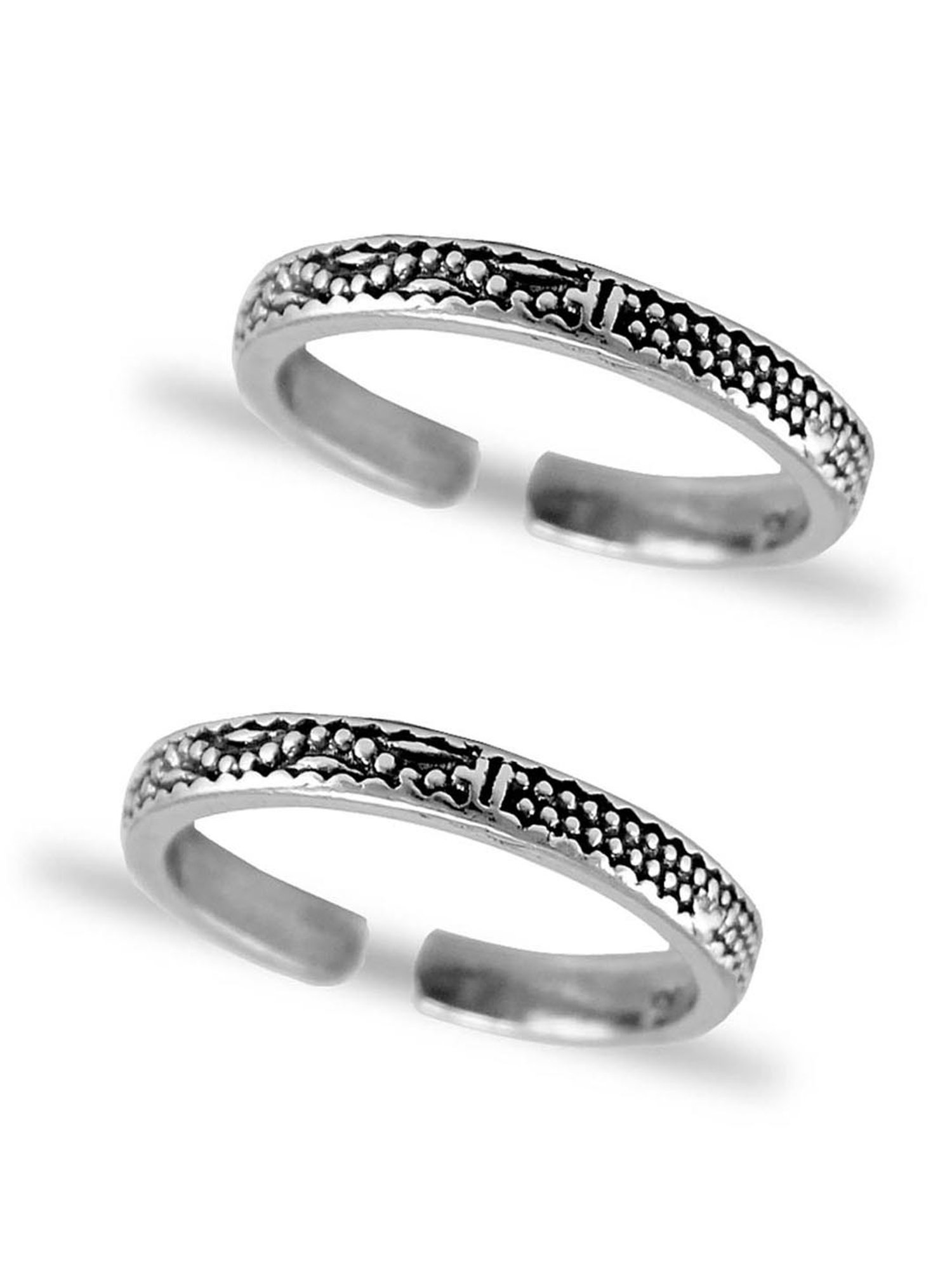 Taraash 92.5 Sterling Silver Antique Toe Rings for Women - Set of 2