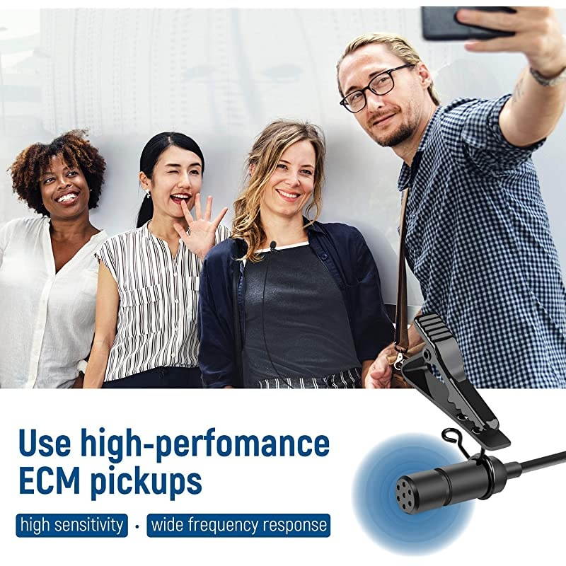 Microphone for iPhone Android Smartphone PC Computer 35mm Jack Condenser Lapel Mic Easy Clipon Recording Mic for YouTube Vlog Singing 19 Feet Cord