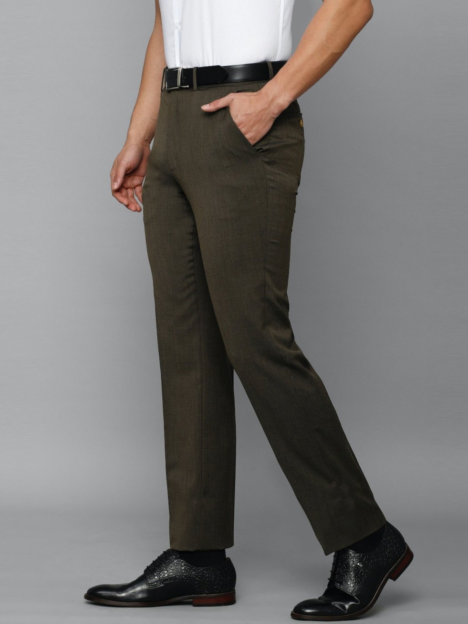 Luxure By Louis Philippe Brown Slim Fit Self Pattern Trousers