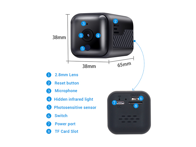 ESCAM G16 1080P Mini WiFi Night Vision Battery Camera with Audio Support AP Hotspot 64GB Card Video Recorder