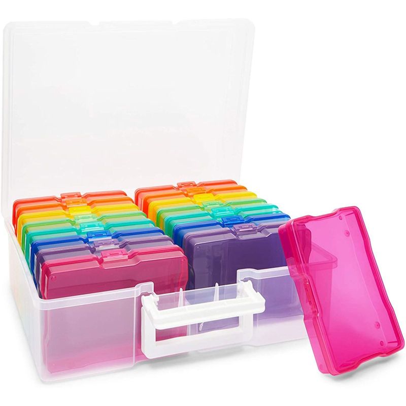 Bright Creations 4 x 6 Inch Plastic Photo Storage Box with 16 Inner Cases, 6.7 x 4.7 x 1.2 in