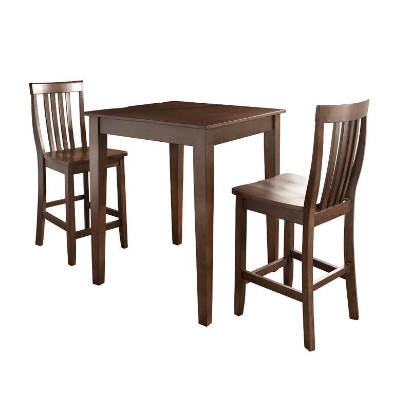 3pc Pub Dining Set with School House Stools Mahogany - Crosley
