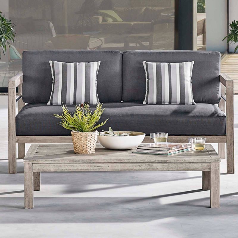 Wiscasset Outdoor Patio Acacia Wood Coffee Table - Light Gray - Modway
