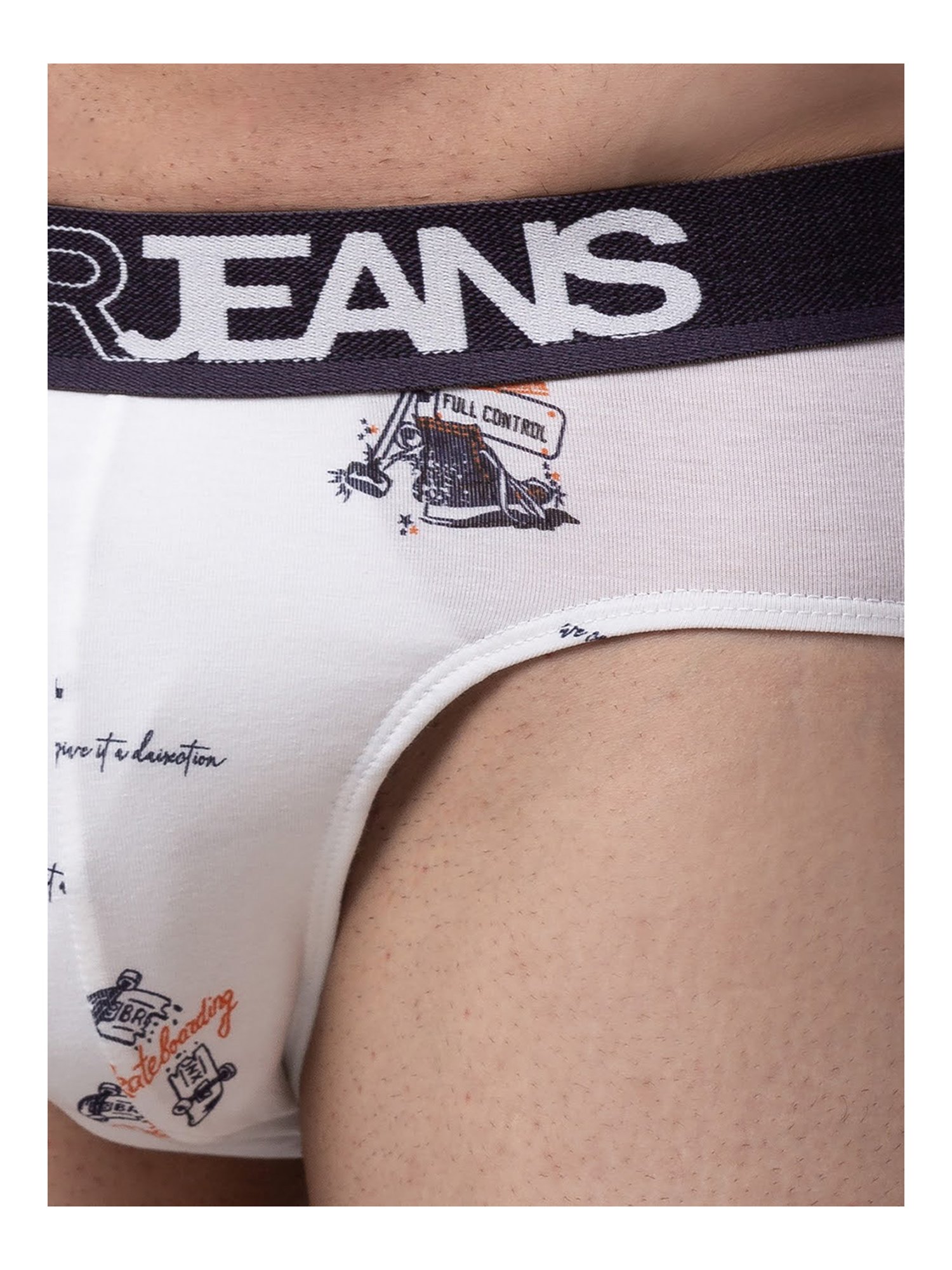 UnderJeans by Spykar White Printed Briefs - Pack of 2