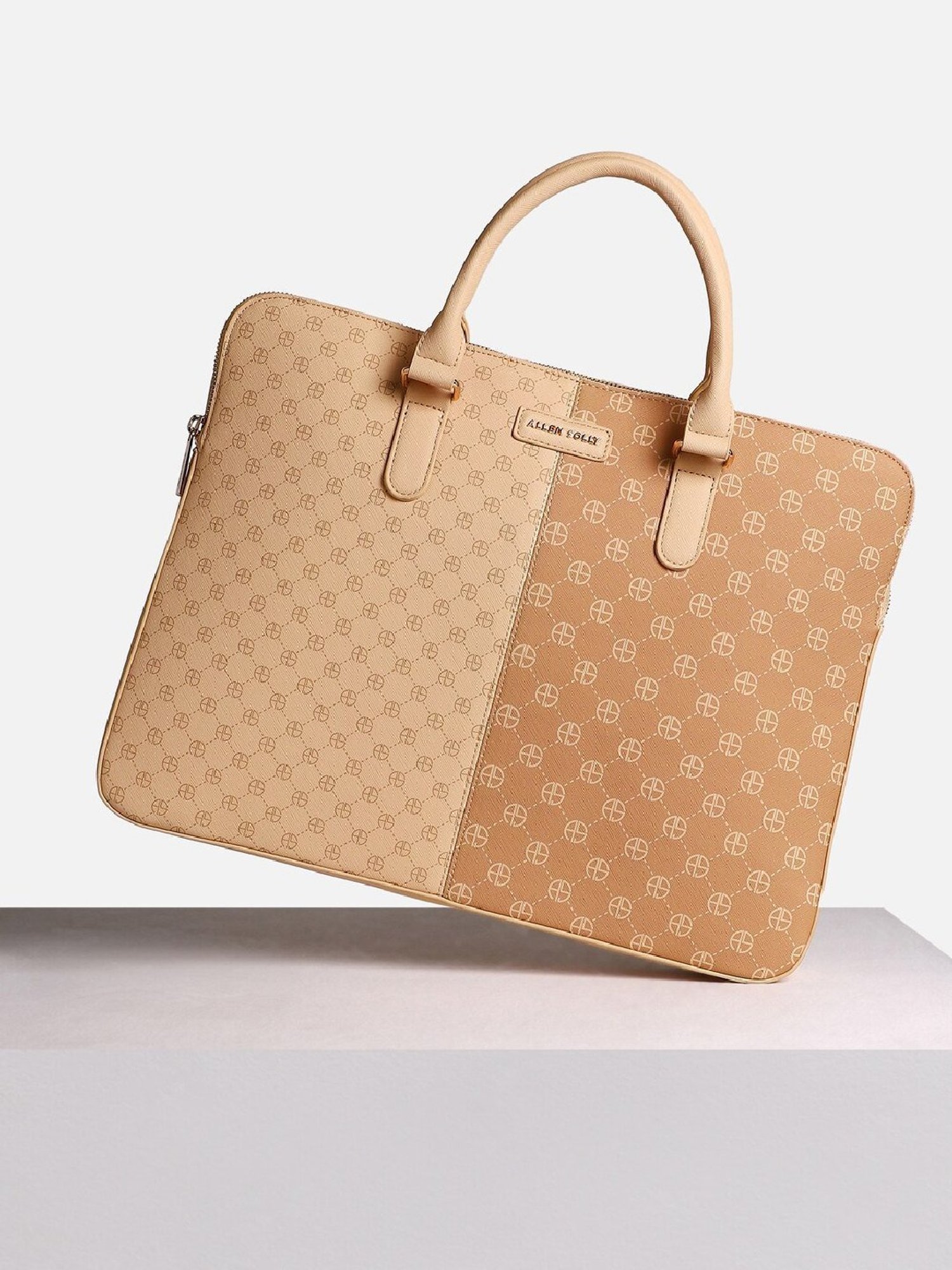 Allen Solly Beige PU Laptop Messenger Bag