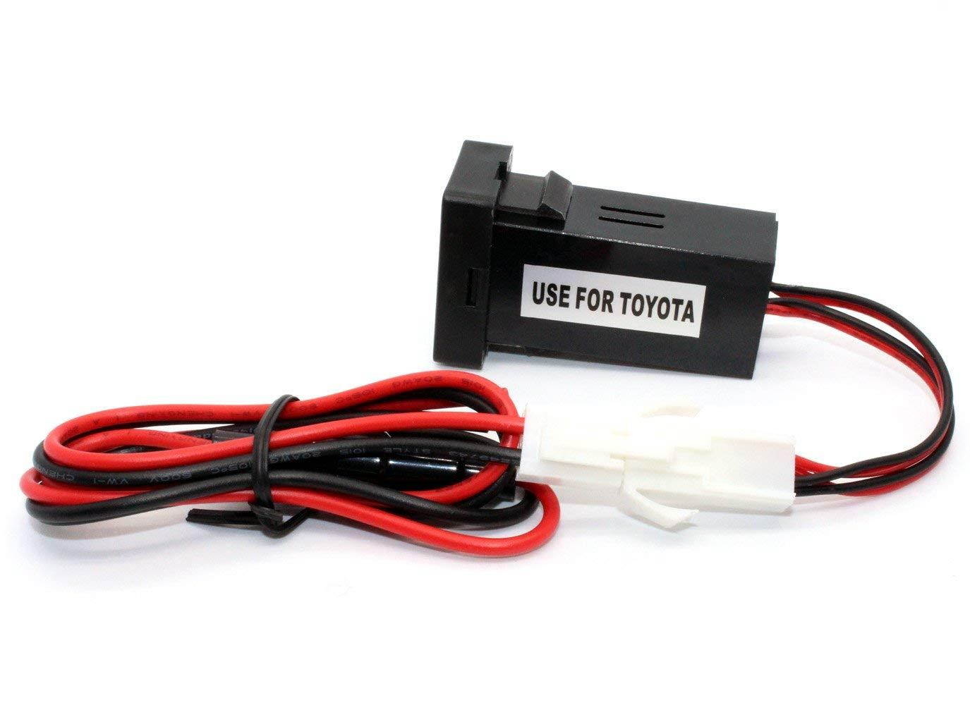 Cllena TOYOTA Car 12V 24V To 5V 3.1A Dual USB Ports Dashboard Mount Charger Blue Light (2.1/1.2A-2)