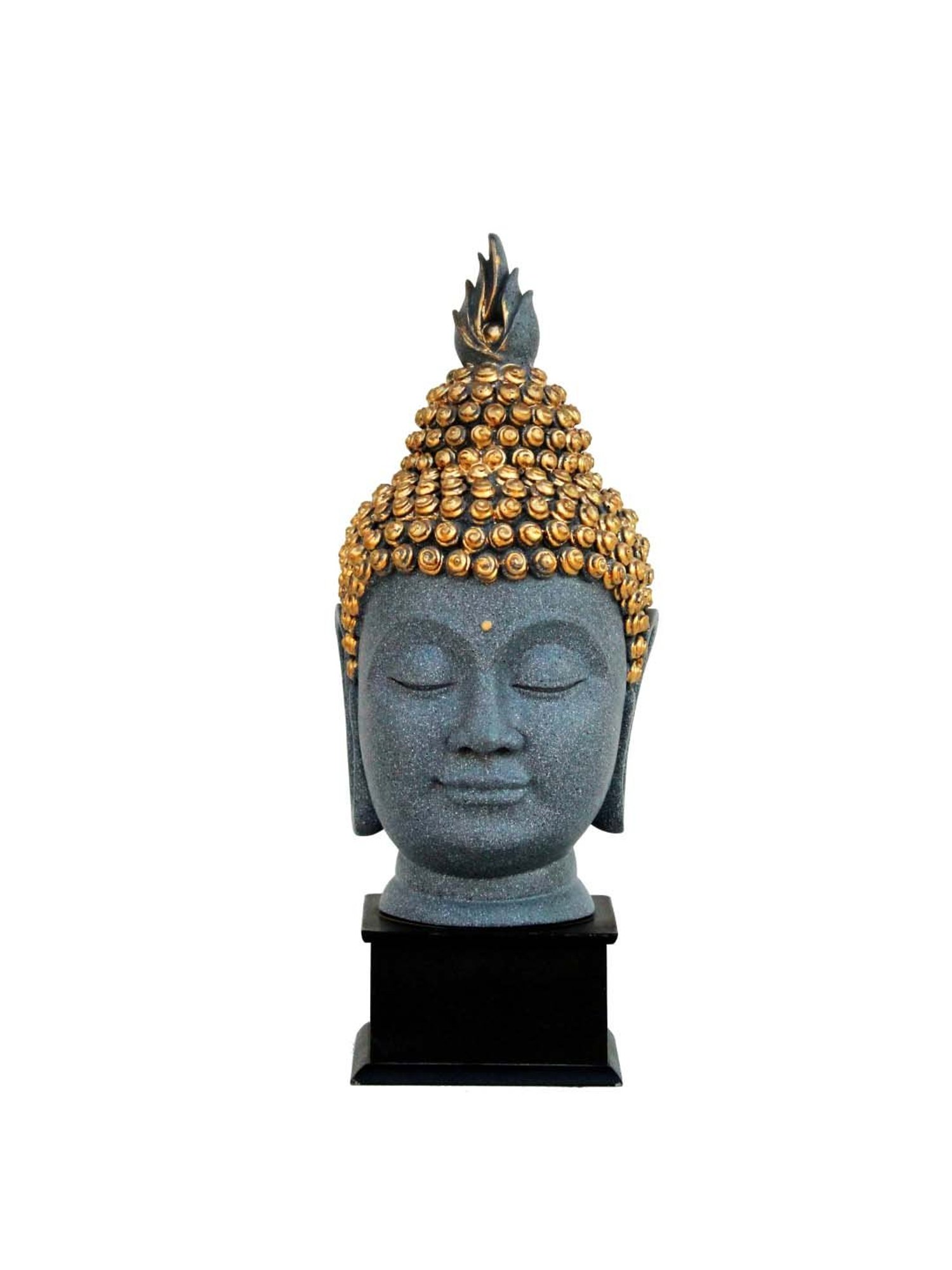 eCraftIndia Gray Golden Handcrafted Lord Buddha Head with Stand