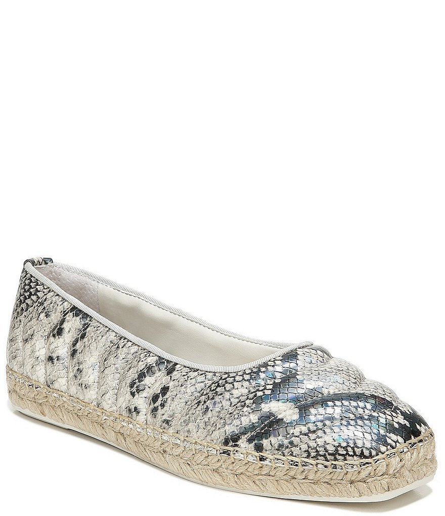 Franco Sarto Kiya Snake Print Leather Slip-On Espadrille Flats