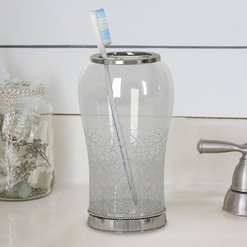 4pc Coyote Metal/Glass Bath Accessory Set for Vanity Counter Tops Clear - Nu Steel