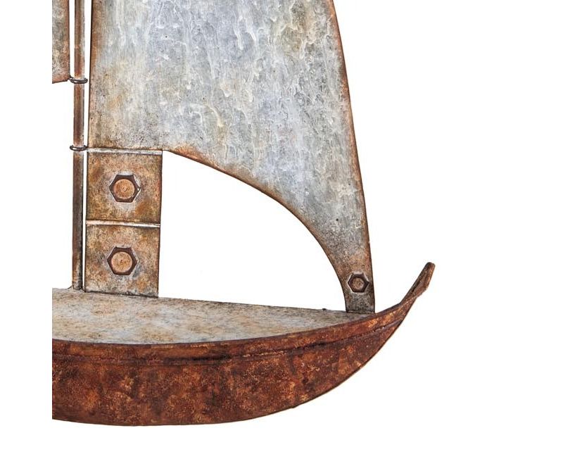 Rustic Distressed Metal Sailboat Hanging Wall Shelf - Foreside Home & Garden