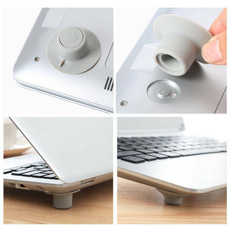 2Pairs Laptop Cooling Foot Pad Suction Cup Cooling Non Slip Skidproof Corner Pad Computer Stand Heat Reduction Support Pad Holder for Notebook,iPad,Laptop (2Pcs Large + 2Pcs Small)