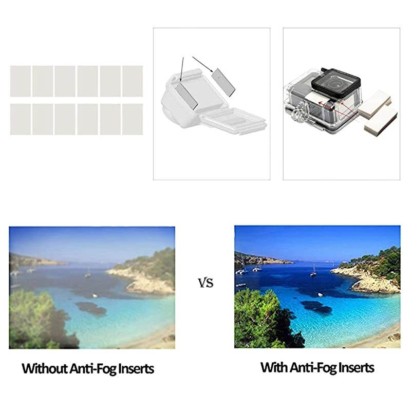 Accessories kit for GoPro Hero 7 White/Silver, Including Waterproof Housing Case/Portable Small Carrying case/Screen Protector/Carabiner/Camouflage Strap/Anti-Fog Insert