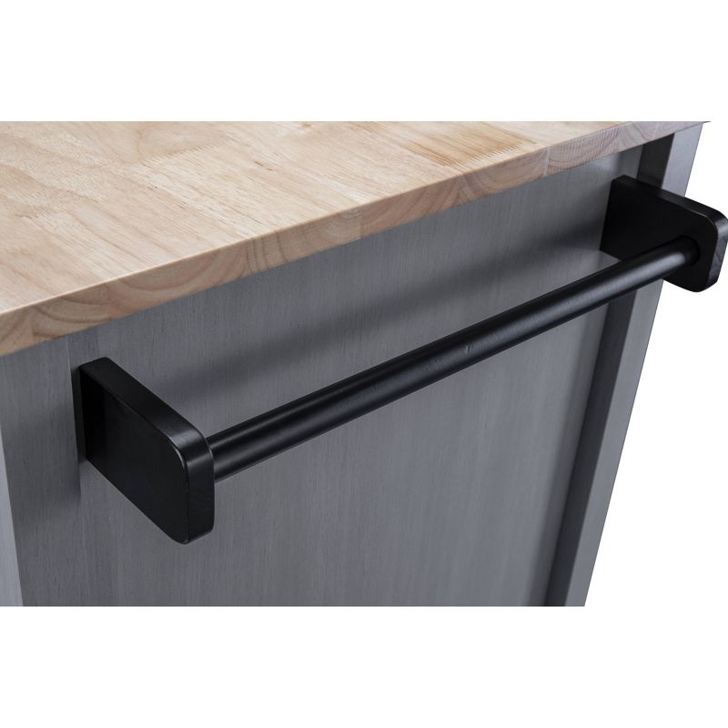 34" Kitchen Cart with Wood Top Gray - Home Essentials
