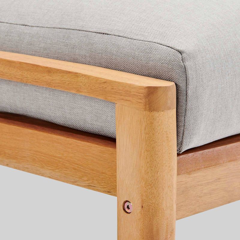 Orlean Outdoor Patio Eucalyptus Wood Ottoman Natural Light Gray - Modway