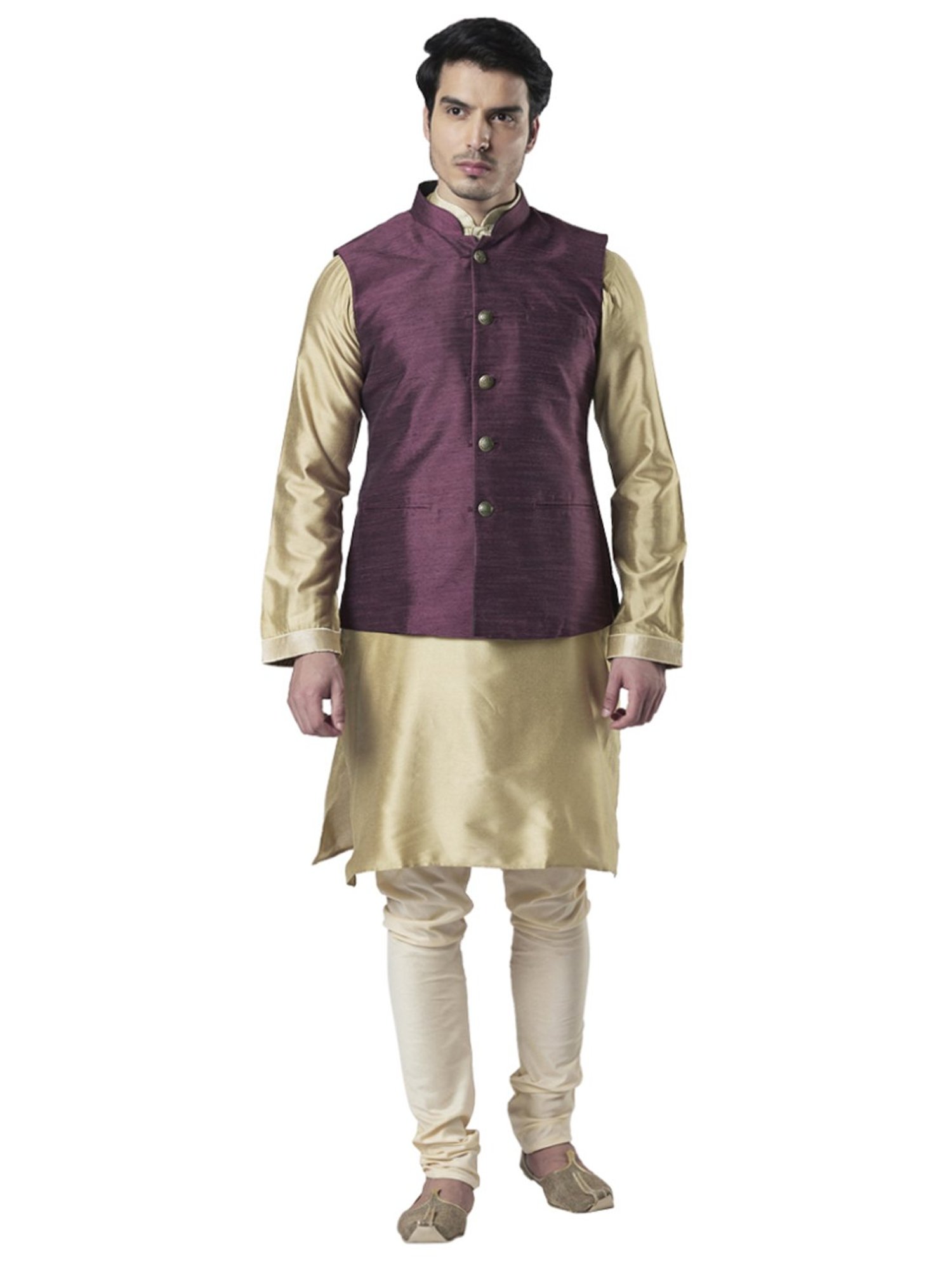 VASTRAMAY Teal Green Regular Fit Printed Nehru Jacket