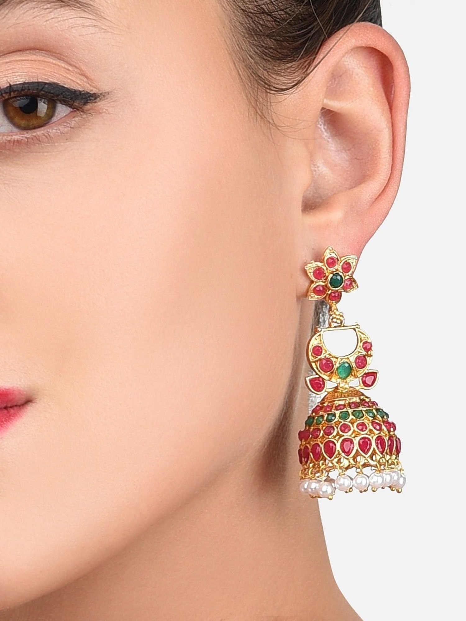 Zaveri Pearls Splendid Gold Look Finely Detailed Jhumki Earrings-ZPFK9491