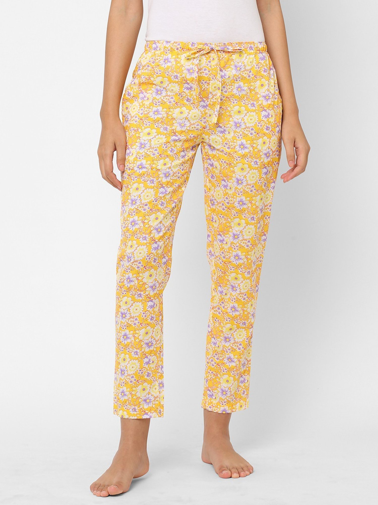Urban Scottish Yellow Floral Print Lounge Pants