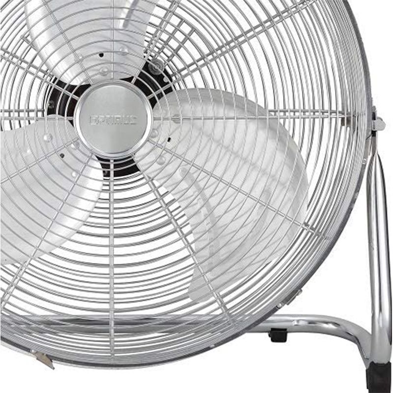 Optimus F-4182 Heavy Duty Aluminum Blades 12 Inch 3 Speed Front Mounted Control Industrial Grade Floor Fan with Safety Wire Grill, Chrome