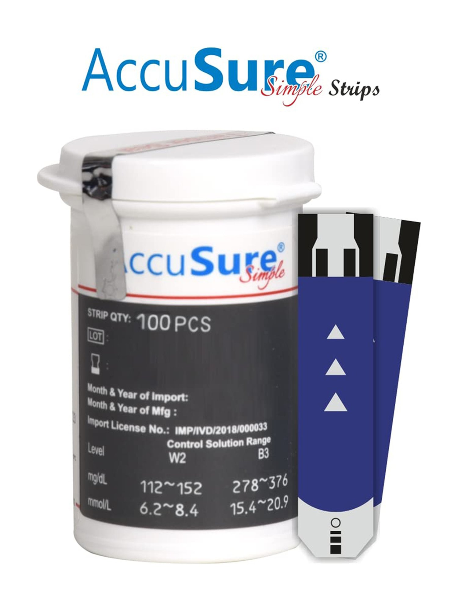 AccuSure Instant Digital Glucometer Kit With 100 Blood Lancet & Simple Strips 100 Test (Black)