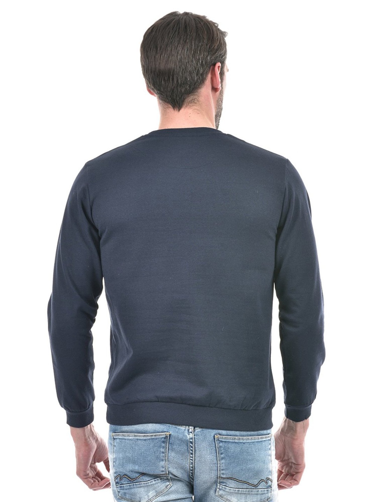 Lawman Navy Blue Cotton Regular Fit Printed Sweatshirts