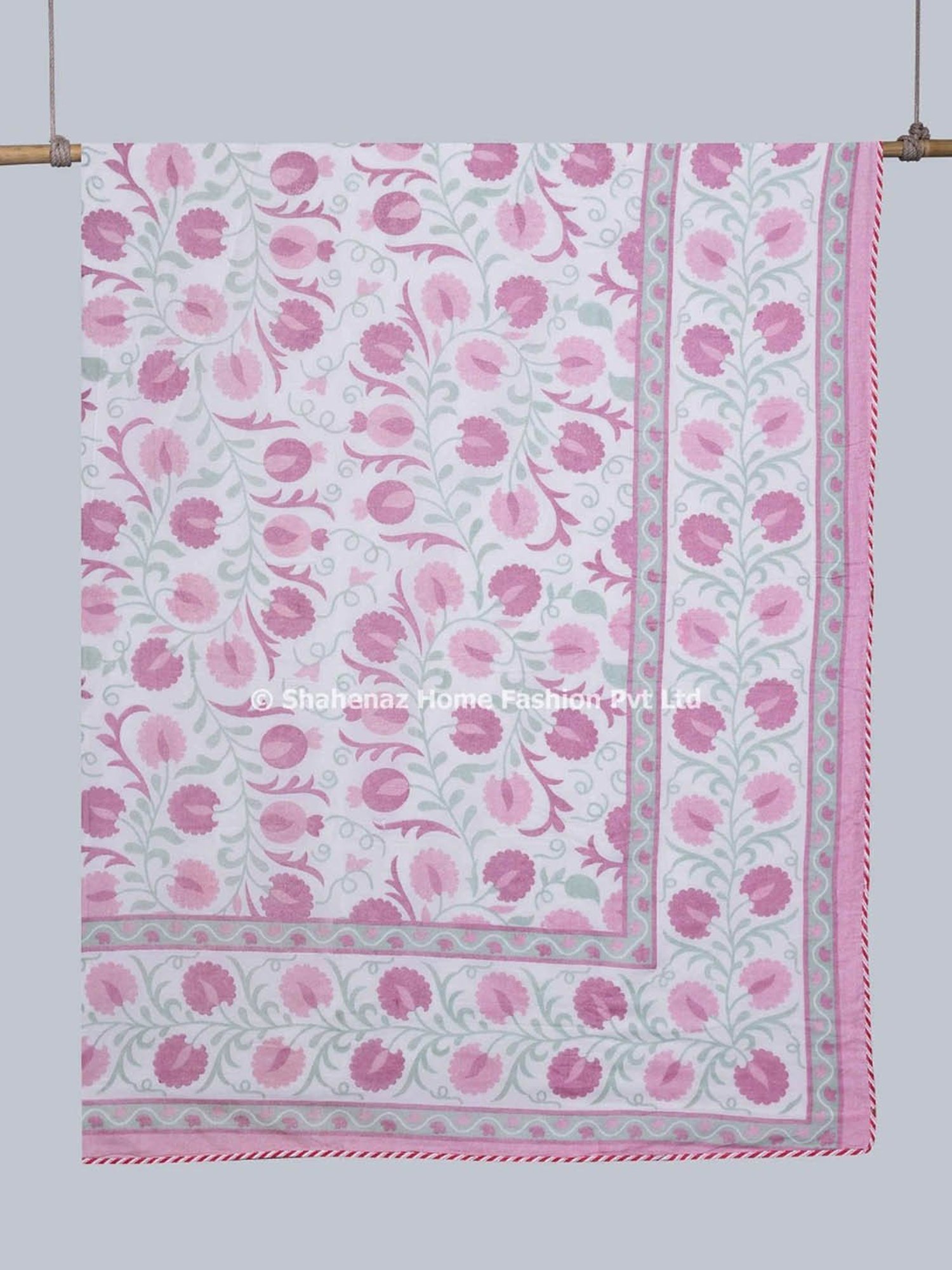 Shahenaz Daffodile Floral Pink Cotton Double Reversible Dohar