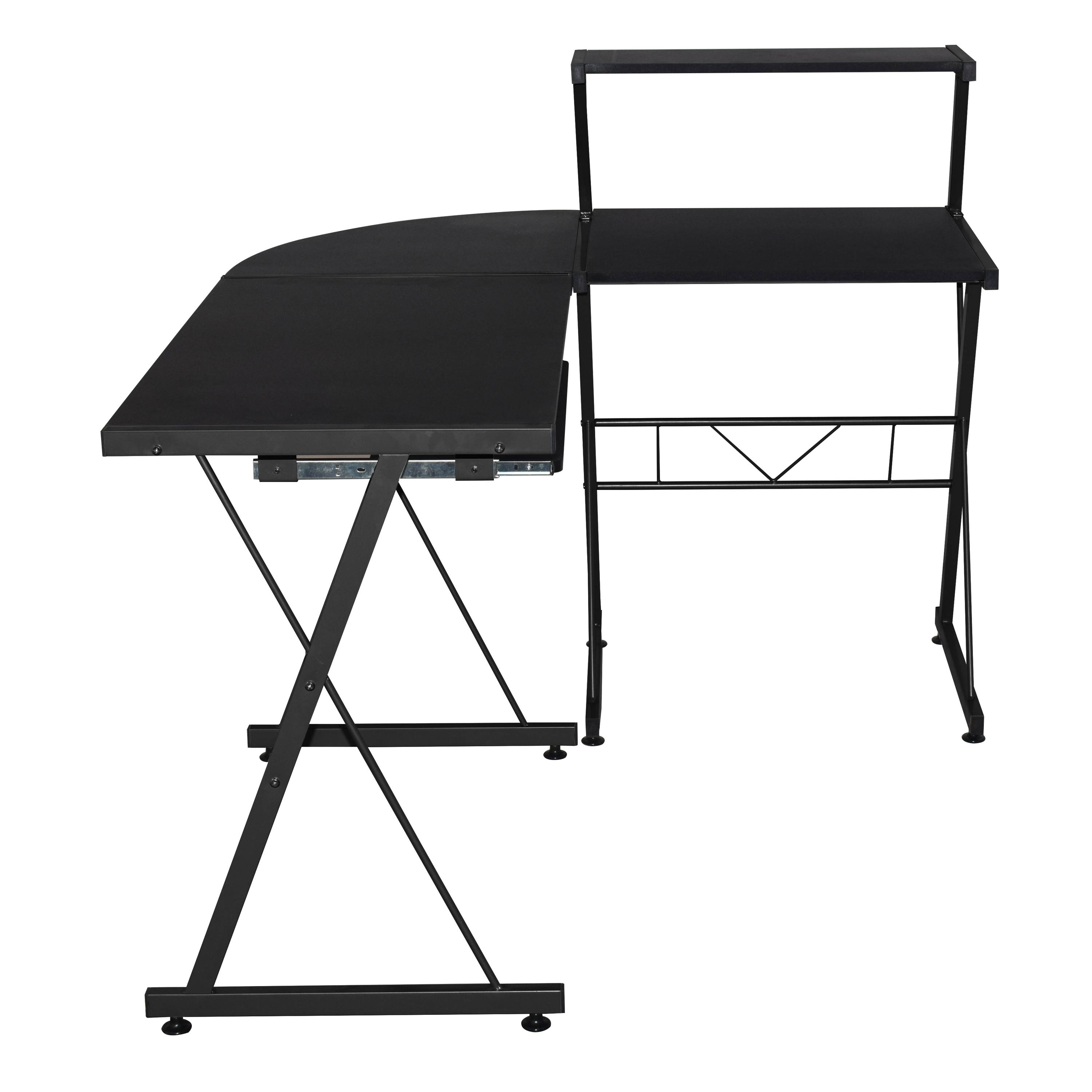 Corner Wood L-Shape Computer Workstation Desk 3 Piece Adjustable Two-way Shelf Set up to 3 Monitors