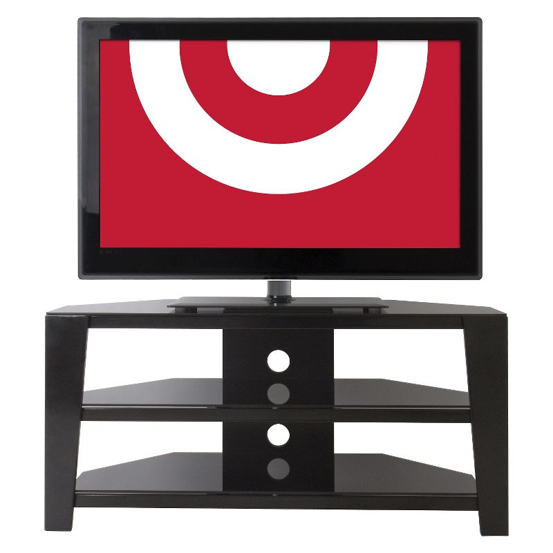 55" TV Stand with Glass Shelves - Black