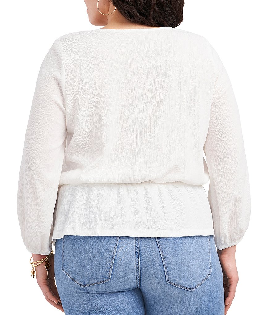 Vince Camuto Plus Size V-Neck Long Sleeve Cross Front Knit Top