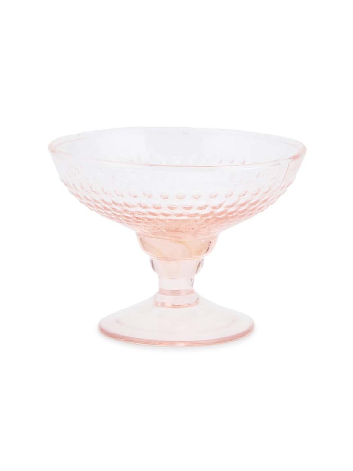 Fabindia Home Taraash Pink Glass Dessert Bowls (0.12 L) - Set of 4
