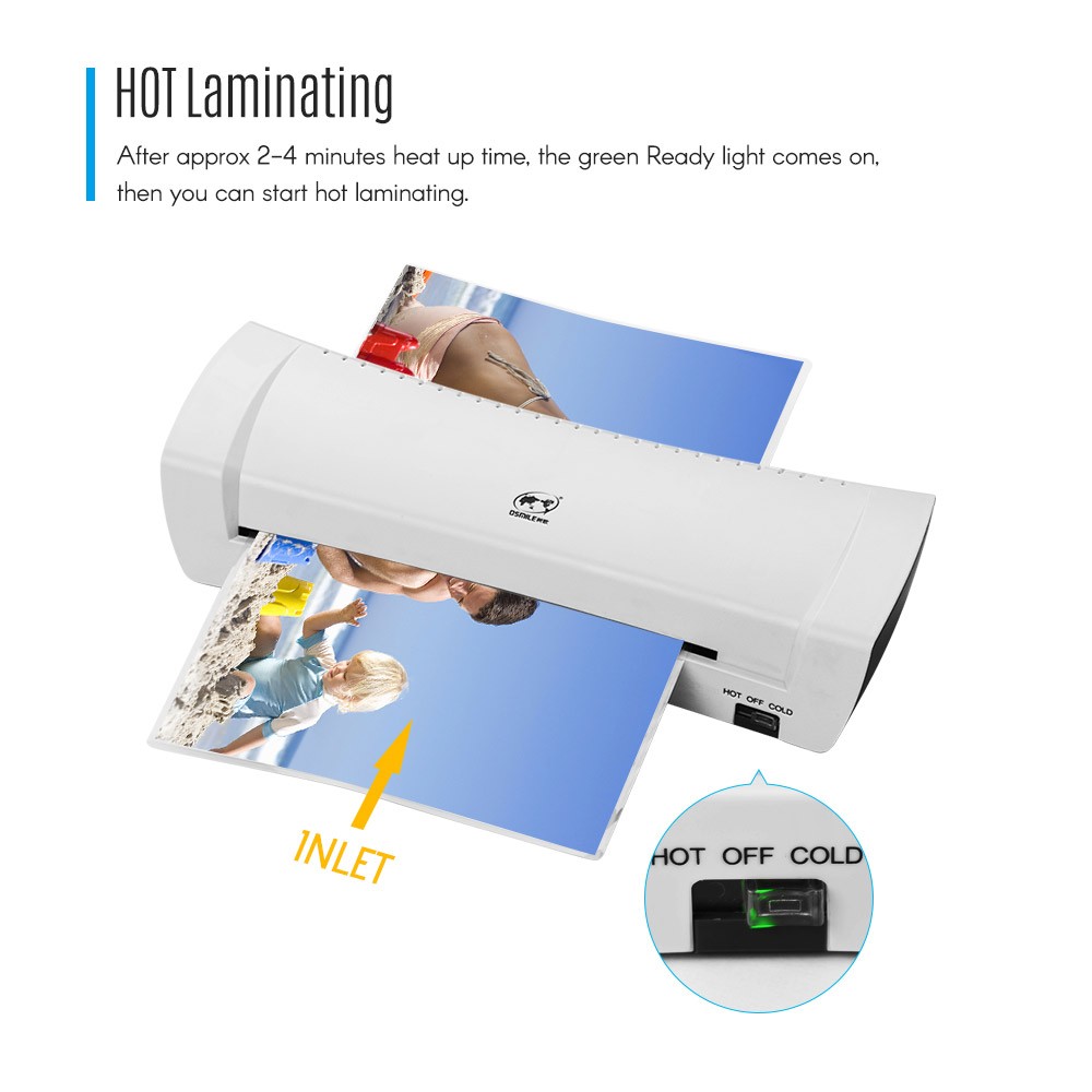 SL200 Laminator Machine Hot and Cold Laminating Machine Two Rollers A4 Size for Document Photo Picture Credit Card Home School Office Electronics Supplies