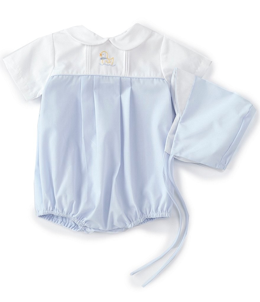 Petit Ami Baby Boys Newborn-9 Months Short-Sleeve Duck-Embroidered-Motif Jon Jon Shortall
