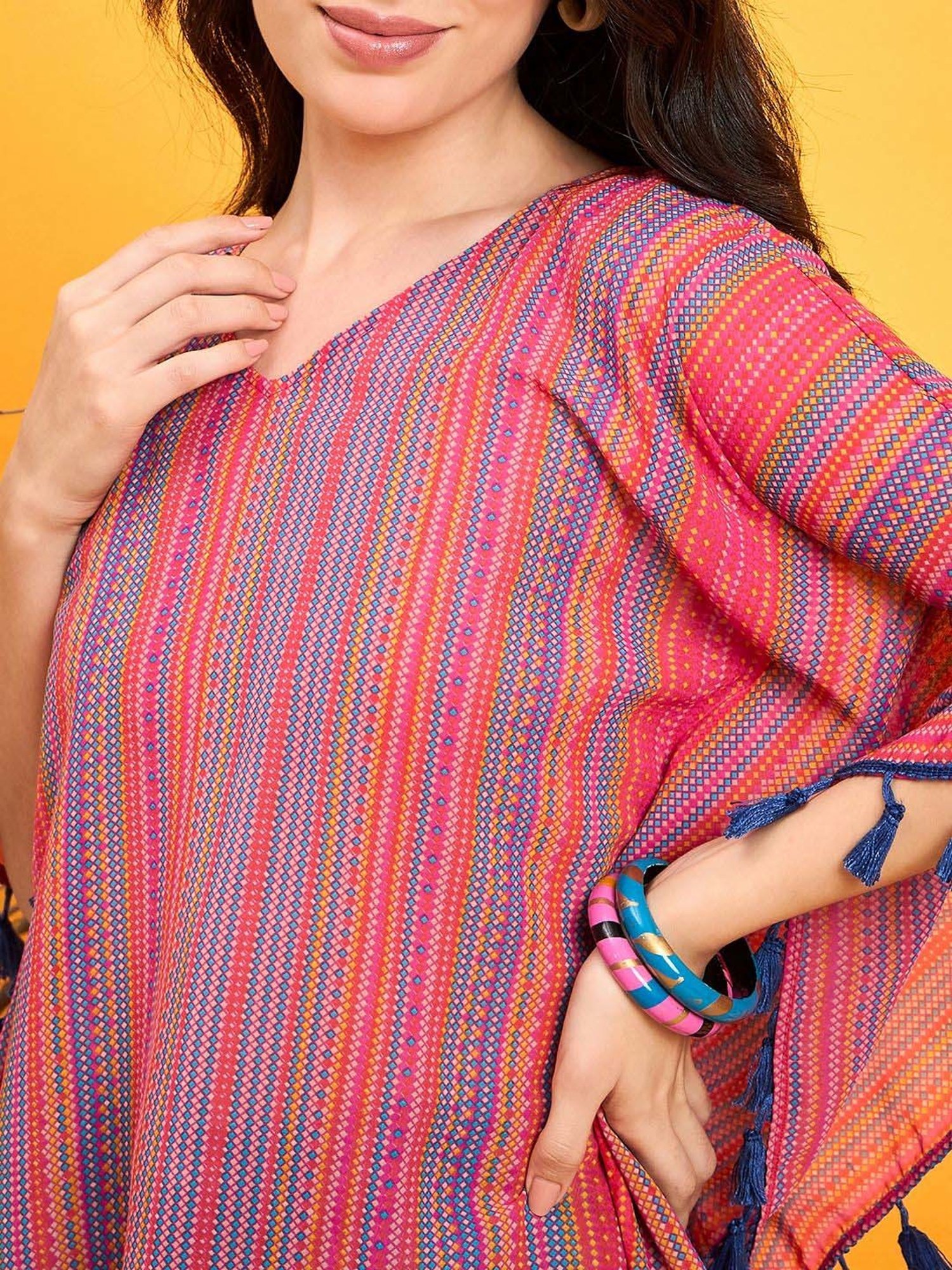 The Kaftan Company Red Printed Kaftan Top